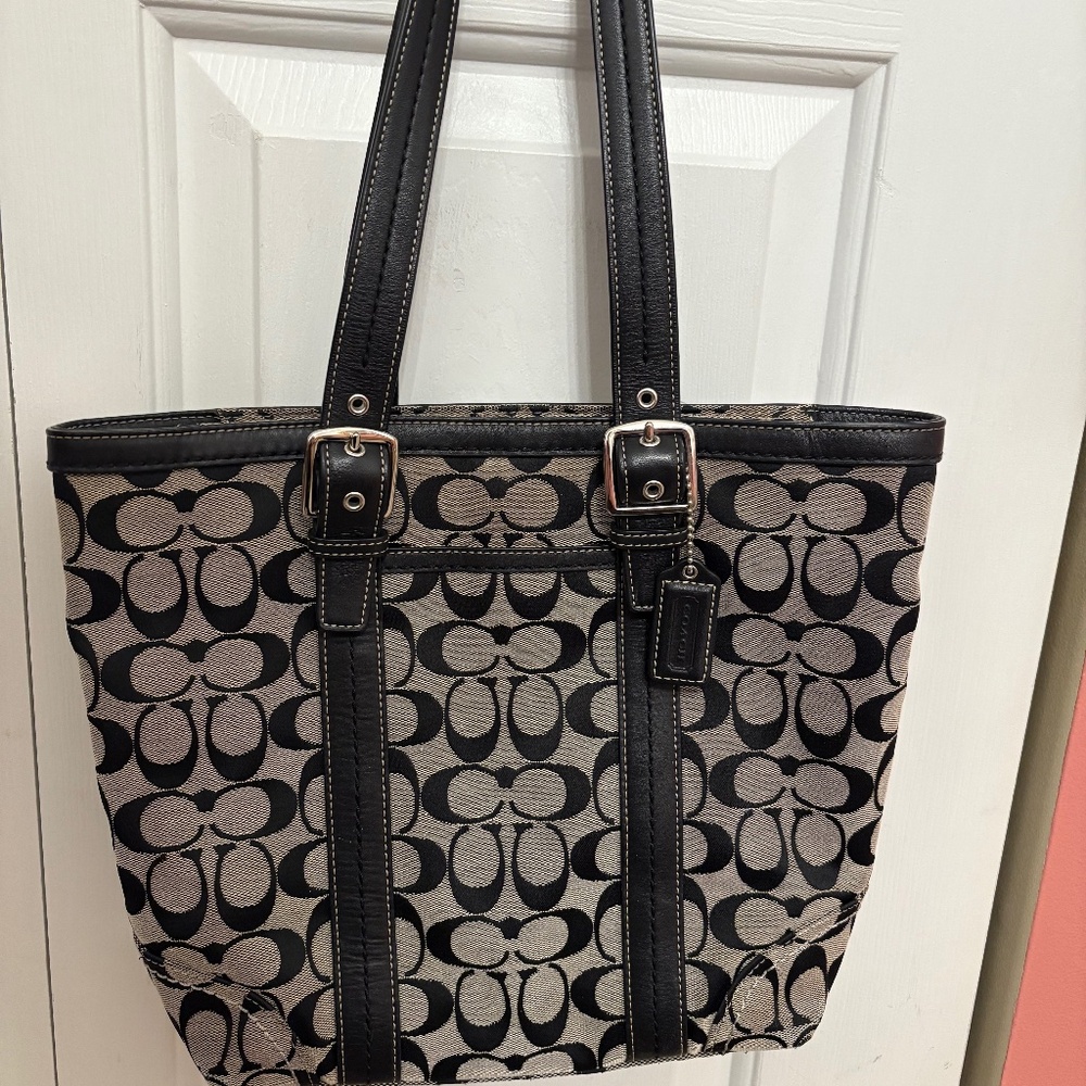 Coach black and grey tote